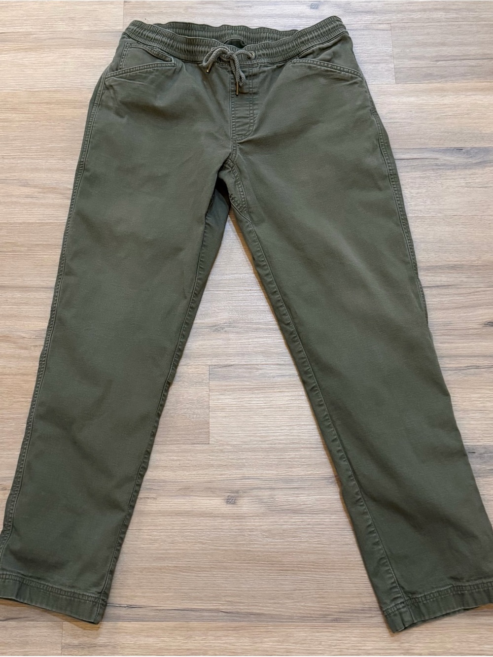 L.L.Bean Flannel Lined Pants Mens Medium 34x32 Olive Green Cotton Standard Fit
